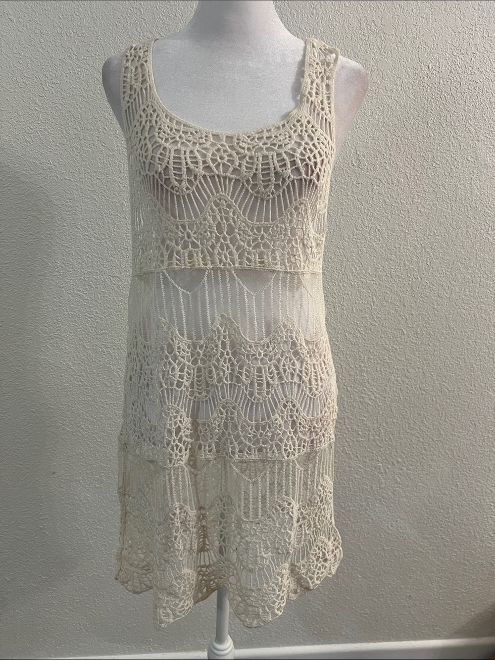 Vintage Crochet Swim Cover-Up in Cream